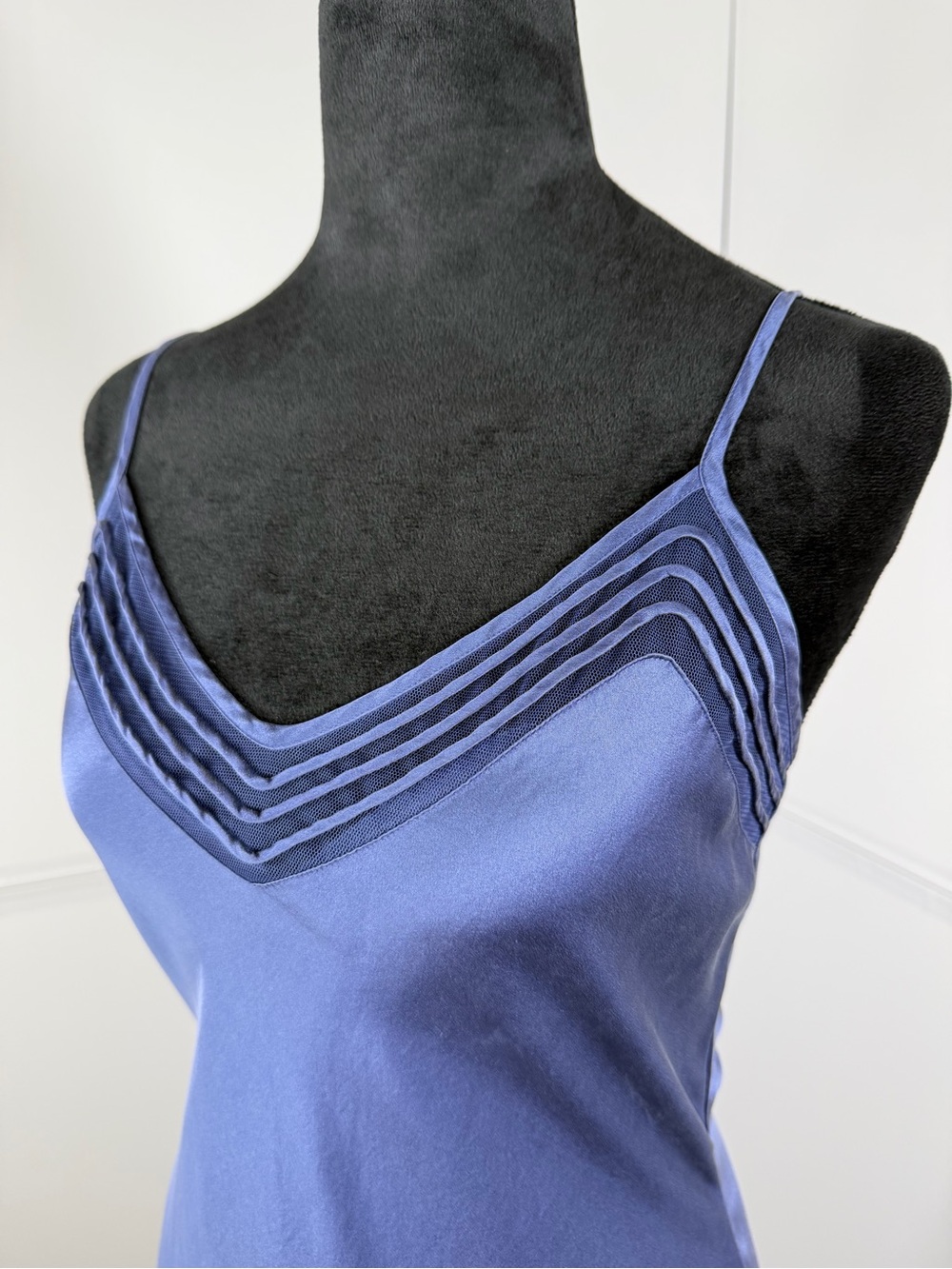 Vintage Victoria's Secret 100% Silk Blue Charmeuse Slip Dress Lingerie Small - Picture 2 of 7